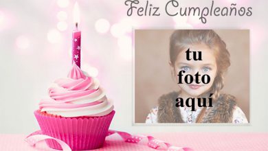 feliz cumpleaños marco de fotos rosa con pastel pequeño 390x220 - feliz cumpleaños marco de fotos rosa con pastel pequeño