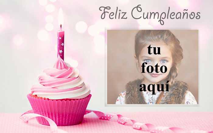 feliz cumpleaños marco de fotos rosa con pastel pequeño - feliz cumpleaños marco de fotos rosa con pastel pequeño