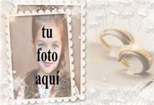 marco de fotos de boda con pequeñas rosas blancas y anillos dorados 220x150 - marco de fotos de boda con pequeñas rosas blancas y anillos dorados