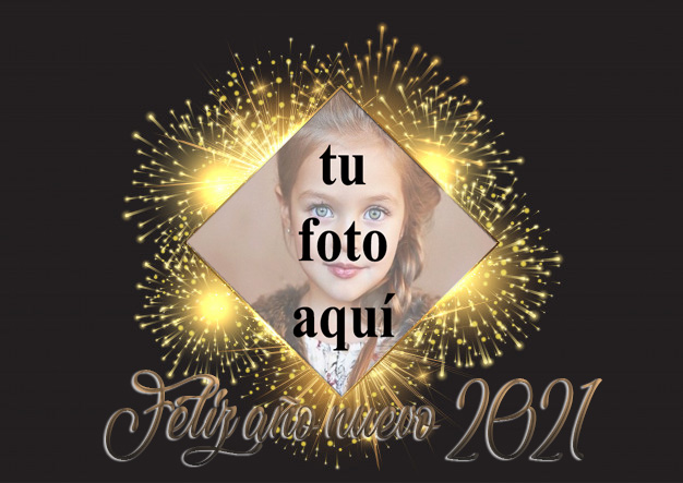 Feliz ano nuevo 2021 marco de fotos dorado - Feliz año nuevo 2021 marco de fotos dorado