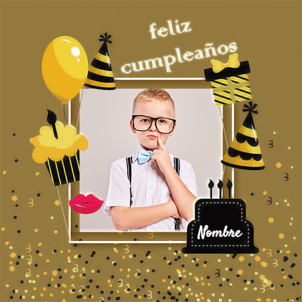 torta texto 33 - Marco de fotos de feliz cumpleaños gratis para niños